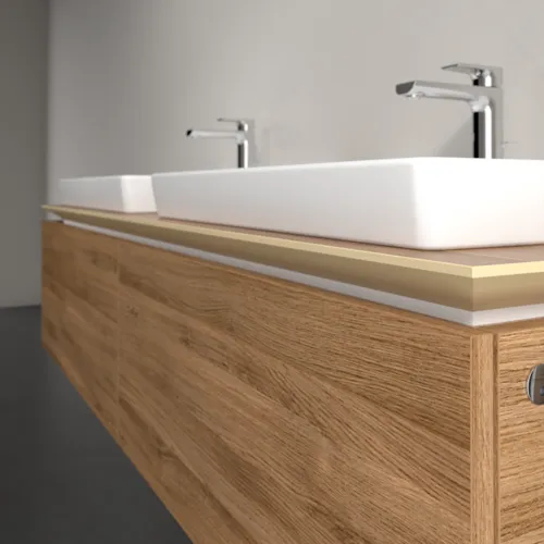 Bild von VILLEROY BOCH Legato Waschbeckenunterschrank, mit Beleuchtung, 2 Auszüge, 1600 x 380 x 500 mm, Kansas Oak / Kansas Oak #B692L0RH
