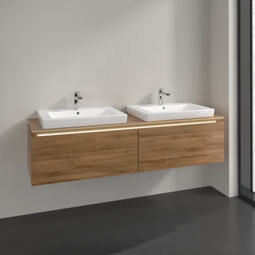 Bild von VILLEROY BOCH Legato Waschbeckenunterschrank, mit Beleuchtung, 2 Auszüge, 1600 x 380 x 500 mm, Kansas Oak / Kansas Oak #B692L0RH