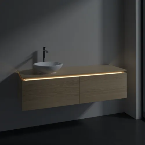 Bild von VILLEROY BOCH Legato Waschbeckenunterschrank, mit Beleuchtung, 2 Auszüge, 1400 x 380 x 500 mm, Nordic Oak / Nordic Oak #B587L0VJ