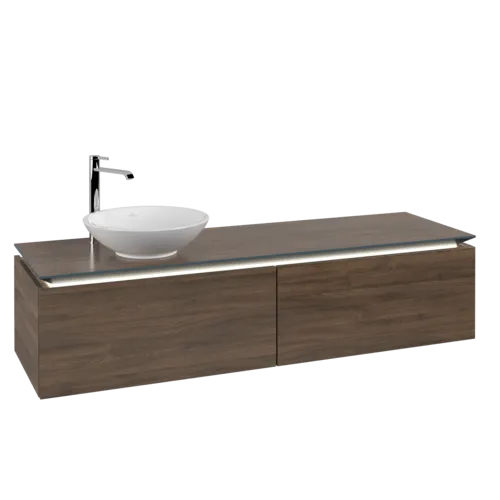 Bild von VILLEROY BOCH Legato Waschbeckenunterschrank, mit Beleuchtung, 2 Auszüge, 1600 x 380 x 500 mm, Arizona Oak / Arizona Oak #B595L0VH