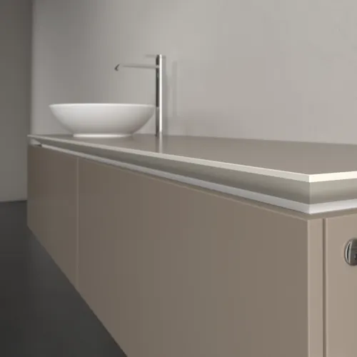 Bild von VILLEROY BOCH Legato Waschbeckenunterschrank, mit Beleuchtung, 2 Auszüge, 1600 x 380 x 500 mm, Truffle Grey / Truffle Grey #B595L0VG