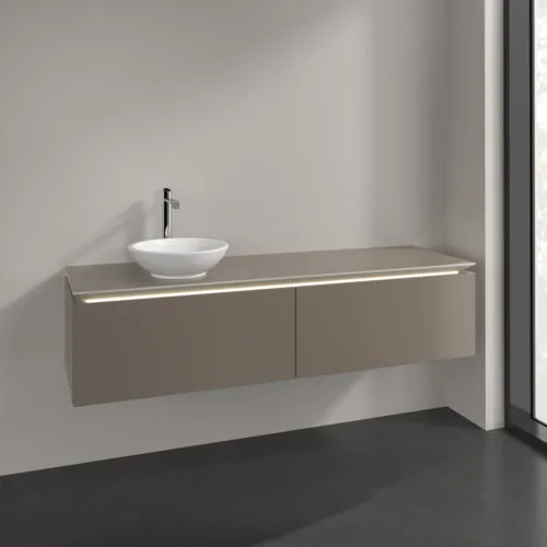 Bild von VILLEROY BOCH Legato Waschbeckenunterschrank, mit Beleuchtung, 2 Auszüge, 1600 x 380 x 500 mm, Truffle Grey / Truffle Grey #B595L0VG