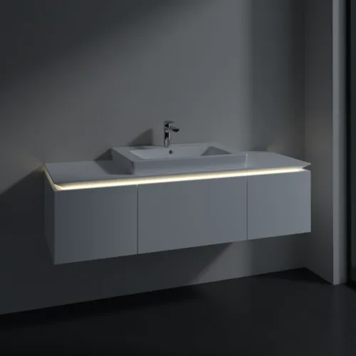 Bild von VILLEROY BOCH Legato Waschbeckenunterschrank, mit Beleuchtung, 3 Auszüge, 1200 x 380 x 500 mm, White Matt / White Matt #B682L0MS
