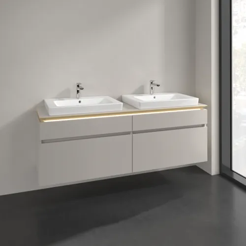 Bild von VILLEROY BOCH Legato Waschbeckenunterschrank, mit Beleuchtung, 4 Auszüge, 1600 x 550 x 500 mm, Soft Grey / Soft Grey #B693L0VK