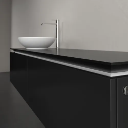 Bild von VILLEROY BOCH Legato Waschbeckenunterschrank, mit Beleuchtung, 2 Auszüge, 1600 x 380 x 500 mm, Black Matt Lacquer / Black Matt Lacquer #B595L0PD