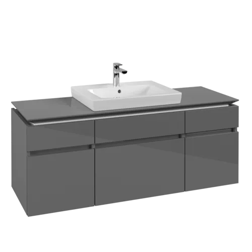 Bild von VILLEROY BOCH Legato Waschbeckenunterschrank, 5 Auszüge, 1400 x 550 x 500 mm, Glossy Grey / Glossy Grey #B68500FP