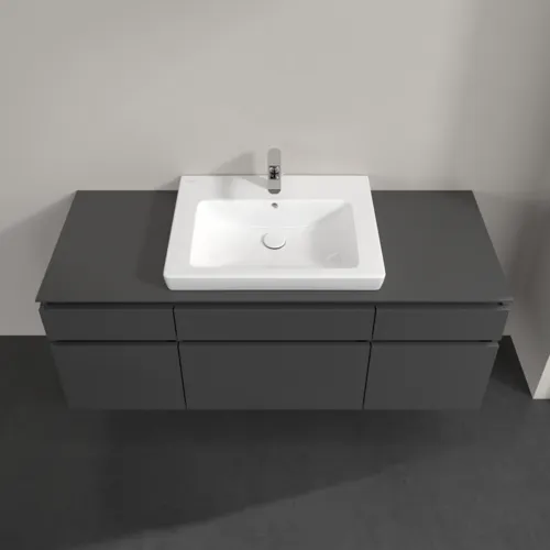 Bild von VILLEROY BOCH Legato Waschbeckenunterschrank, 5 Auszüge, 1400 x 550 x 500 mm, Glossy Grey / Glossy Grey #B68500FP
