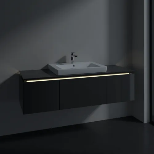 Bild von VILLEROY BOCH Legato Waschbeckenunterschrank, mit Beleuchtung, 3 Auszüge, 1200 x 380 x 500 mm, Glossy Grey / Glossy Grey #B682L0FP