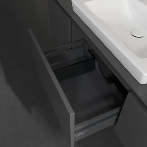 Bild von VILLEROY BOCH Legato Waschbeckenunterschrank, mit Beleuchtung, 3 Auszüge, 1200 x 380 x 500 mm, Glossy Grey / Glossy Grey #B682L0FP