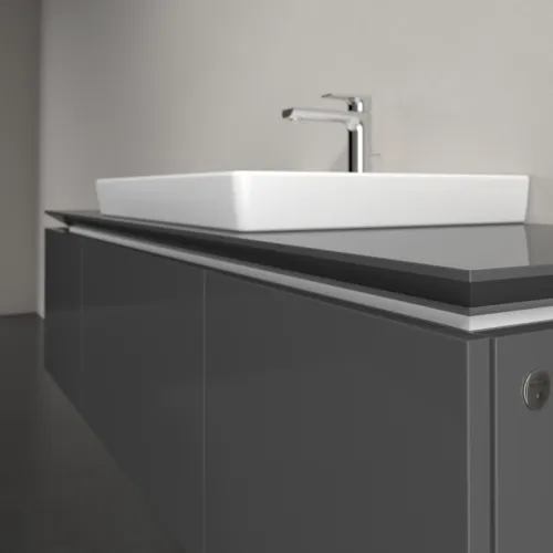 Bild von VILLEROY BOCH Legato Waschbeckenunterschrank, mit Beleuchtung, 3 Auszüge, 1200 x 380 x 500 mm, Glossy Grey / Glossy Grey #B682L0FP
