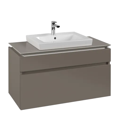 Bild von VILLEROY BOCH Legato Waschbeckenunterschrank, 2 Auszüge, 1000 x 550 x 500 mm, Truffle Grey / Truffle Grey #B68100VG