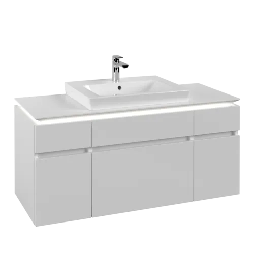 Bild von VILLEROY BOCH Legato Waschbeckenunterschrank, mit Beleuchtung, 5 Auszüge, 1200 x 550 x 500 mm, White Matt / White Matt #B683L0MS