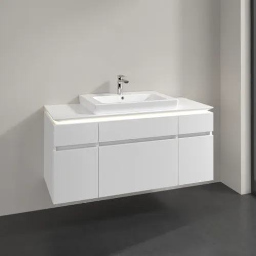 Bild von VILLEROY BOCH Legato Waschbeckenunterschrank, mit Beleuchtung, 5 Auszüge, 1200 x 550 x 500 mm, White Matt / White Matt #B683L0MS