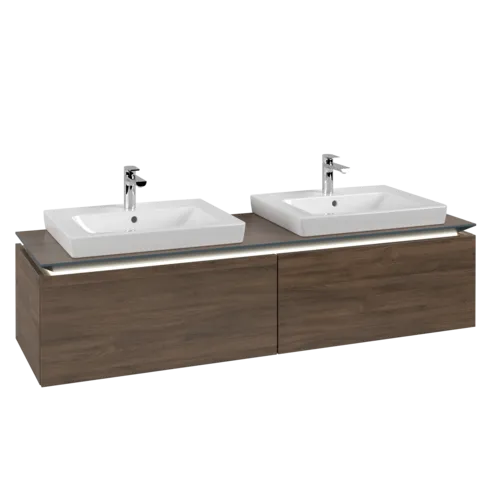 Bild von VILLEROY BOCH Legato Waschbeckenunterschrank, mit Beleuchtung, 2 Auszüge, 1600 x 380 x 500 mm, Arizona Oak / Arizona Oak #B692L0VH