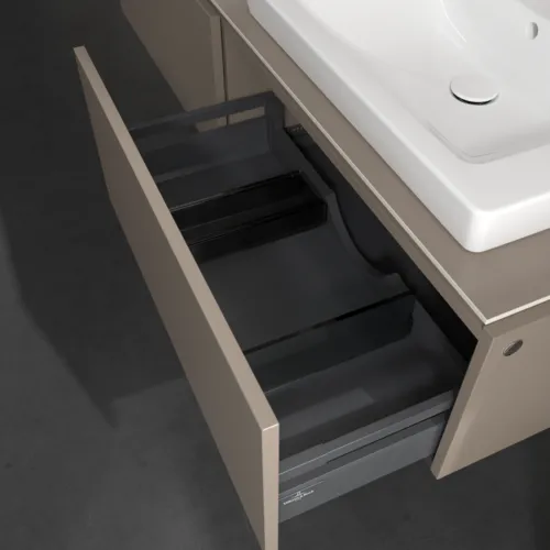 Bild von VILLEROY BOCH Legato Waschbeckenunterschrank, mit Beleuchtung, 2 Auszüge, 1600 x 380 x 500 mm, Truffle Grey / Truffle Grey #B692L0VG