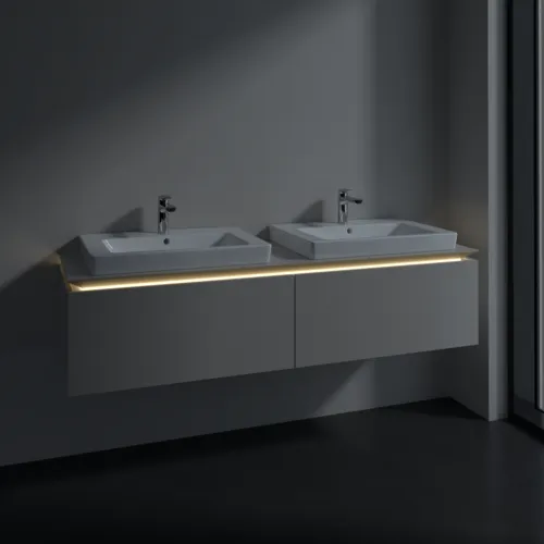 Bild von VILLEROY BOCH Legato Waschbeckenunterschrank, mit Beleuchtung, 2 Auszüge, 1600 x 380 x 500 mm, Soft Grey / Soft Grey #B692L0VK