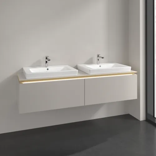 Bild von VILLEROY BOCH Legato Waschbeckenunterschrank, mit Beleuchtung, 2 Auszüge, 1600 x 380 x 500 mm, Soft Grey / Soft Grey #B692L0VK