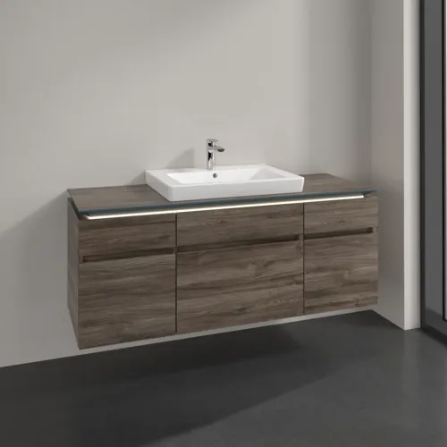 Bild von VILLEROY BOCH Legato Waschbeckenunterschrank, mit Beleuchtung, 5 Auszüge, 1400 x 550 x 500 mm, Stone Oak / Stone Oak #B685L0RK