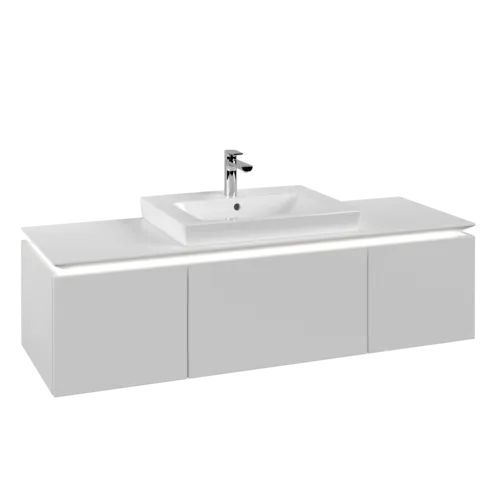 Bild von VILLEROY BOCH Legato Waschbeckenunterschrank, mit Beleuchtung, 3 Auszüge, 1400 x 380 x 500 mm, White Matt / White Matt #B684L0MS