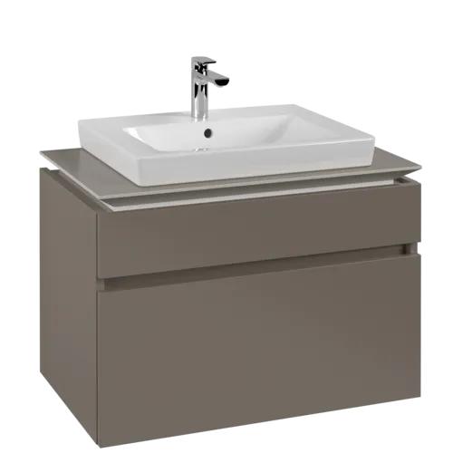Bild von VILLEROY BOCH Legato Waschbeckenunterschrank, 2 Auszüge, 800 x 550 x 500 mm, Truffle Grey / Truffle Grey #B67900VG