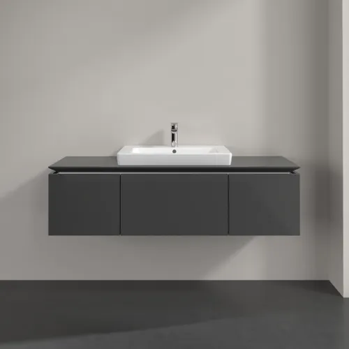 Bild von VILLEROY BOCH Legato Waschbeckenunterschrank, 3 Auszüge, 1200 x 380 x 500 mm, Glossy Grey / Glossy Grey #B68200FP