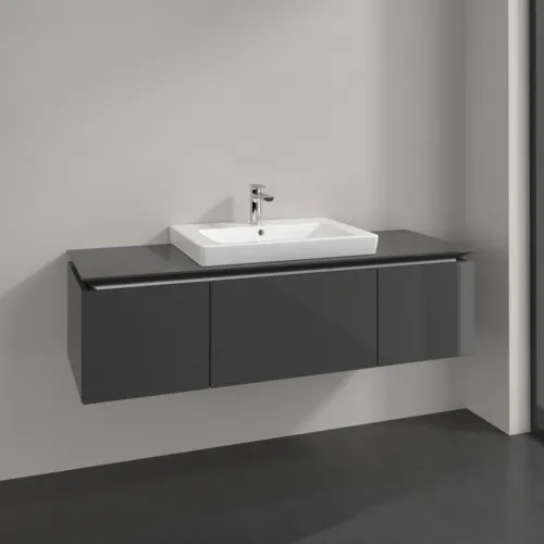 Bild von VILLEROY BOCH Legato Waschbeckenunterschrank, 3 Auszüge, 1200 x 380 x 500 mm, Glossy Grey / Glossy Grey #B68200FP