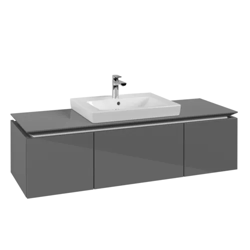 Bild von VILLEROY BOCH Legato Waschbeckenunterschrank, 3 Auszüge, 1200 x 380 x 500 mm, Glossy Grey / Glossy Grey #B68200FP