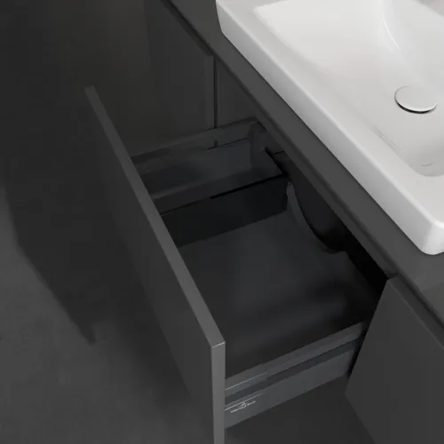 Bild von VILLEROY BOCH Legato Waschbeckenunterschrank, 3 Auszüge, 1200 x 380 x 500 mm, Glossy Grey / Glossy Grey #B68200FP