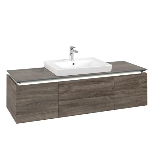 Bild von VILLEROY BOCH Legato Waschbeckenunterschrank, mit Beleuchtung, 3 Auszüge, 1200 x 380 x 500 mm, Stone Oak / Stone Oak #B682L0RK