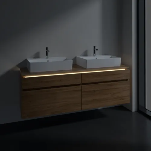 Obrázek VILLEROY BOCH Legato toaletní skříňka, s osvětlením, 4 výsuvy, 1600 x 550 x 500 mm, dub Kansas / dub Kansas #B677L0RH