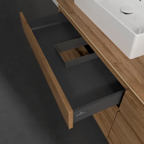 Obrázek VILLEROY BOCH Legato toaletní skříňka, s osvětlením, 4 výsuvy, 1600 x 550 x 500 mm, dub Kansas / dub Kansas #B677L0RH