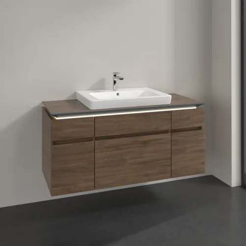 Bild von VILLEROY BOCH Legato Waschbeckenunterschrank, mit Beleuchtung, 5 Auszüge, 1200 x 550 x 500 mm, Arizona Oak / Arizona Oak #B683L0VH
