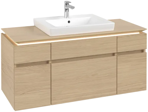 Bild von VILLEROY BOCH Legato Waschbeckenunterschrank, mit Beleuchtung, 5 Auszüge, 1200 x 550 x 500 mm, Nordic Oak / Nordic Oak #B683L0VJ