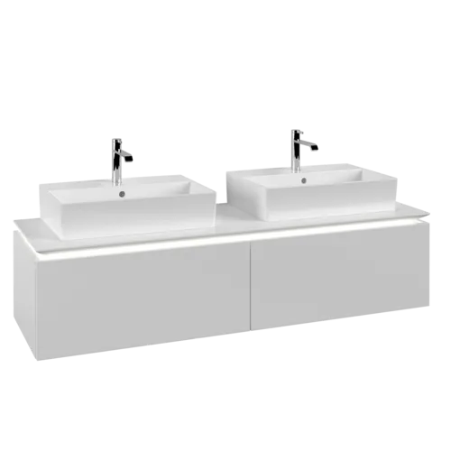 Bild von VILLEROY BOCH Legato Waschbeckenunterschrank, mit Beleuchtung, 2 Auszüge, 1600 x 380 x 500 mm, White Matt / White Matt #B676L0MS