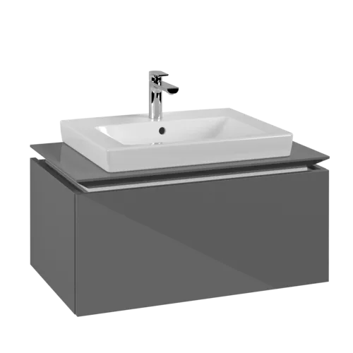 Bild von VILLEROY BOCH Legato Waschbeckenunterschrank, 1 Auszug, 800 x 380 x 500 mm, Glossy Grey / Glossy Grey #B67800FP