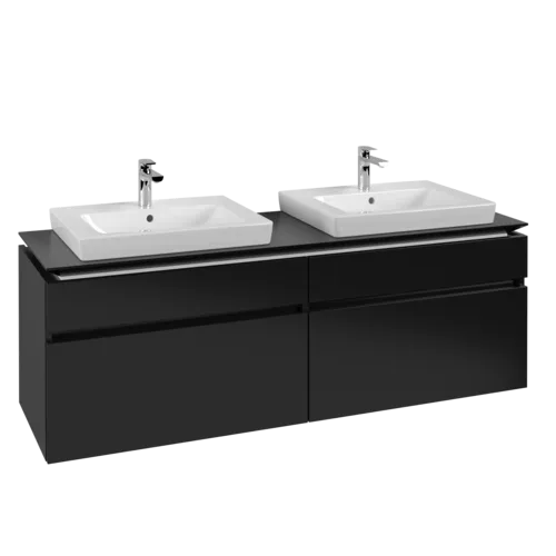 Bild von VILLEROY BOCH Legato Waschbeckenunterschrank, 4 Auszüge, 1600 x 550 x 500 mm, Black Matt Lacquer / Black Matt Lacquer #B69300PD