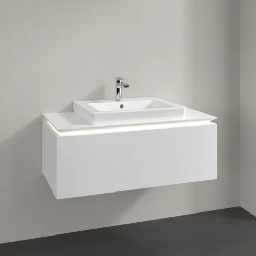Bild von VILLEROY BOCH Legato Waschbeckenunterschrank, mit Beleuchtung, 1 Auszug, 1000 x 380 x 500 mm, White Matt / White Matt #B680L0MS