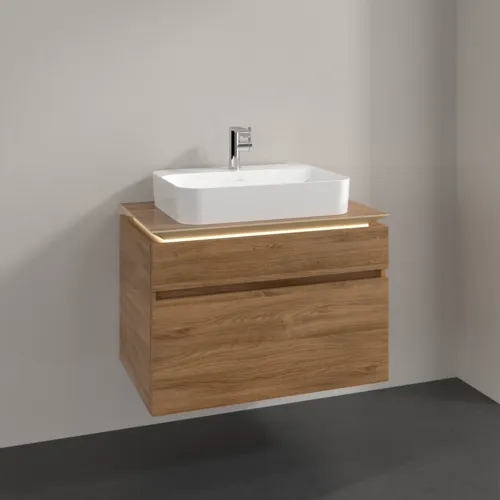 Bild von VILLEROY BOCH Legato Waschbeckenunterschrank, mit Beleuchtung, 2 Auszüge, 800 x 550 x 500 mm, Kansas Oak / Kansas Oak #B754L0RH