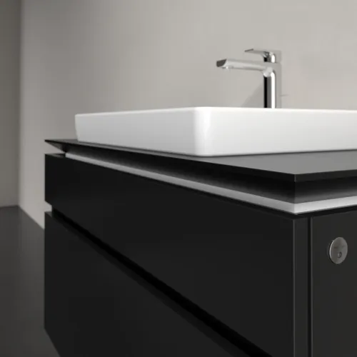 Bild von VILLEROY BOCH Legato Waschbeckenunterschrank, mit Beleuchtung, 2 Auszüge, 1000 x 550 x 500 mm, Black Matt Lacquer / Black Matt Lacquer #B681L0PD