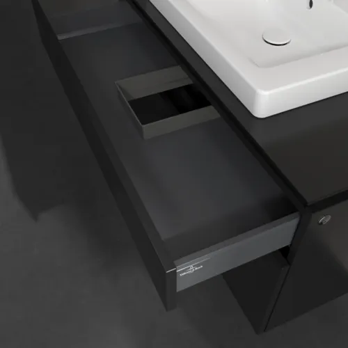 Bild von VILLEROY BOCH Legato Waschbeckenunterschrank, mit Beleuchtung, 2 Auszüge, 1000 x 550 x 500 mm, Black Matt Lacquer / Black Matt Lacquer #B681L0PD