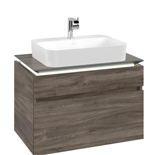 Bild von VILLEROY BOCH Legato Waschbeckenunterschrank, mit Beleuchtung, 2 Auszüge, 800 x 550 x 500 mm, Stone Oak / Stone Oak #B754L0RK