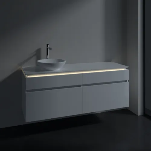 Bild von VILLEROY BOCH Legato Waschbeckenunterschrank, mit Beleuchtung, 4 Auszüge, 1400 x 550 x 500 mm, Glossy White / Glossy White #B588L0DH