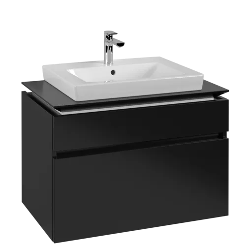 Bild von VILLEROY BOCH Legato Waschbeckenunterschrank, 2 Auszüge, 800 x 550 x 500 mm, Black Matt Lacquer / Black Matt Lacquer #B67900PD