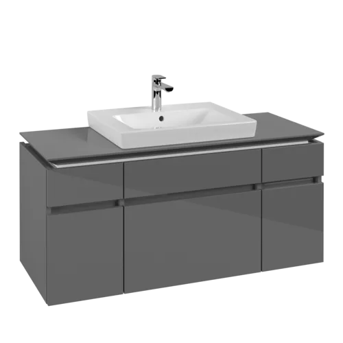 Bild von VILLEROY BOCH Legato Waschbeckenunterschrank, 5 Auszüge, 1200 x 550 x 500 mm, Glossy Grey / Glossy Grey #B68300FP