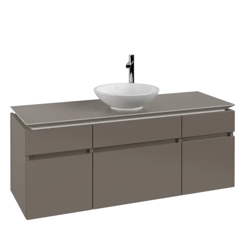 Bild von VILLEROY BOCH Legato Waschbeckenunterschrank, 5 Auszüge, 1400 x 550 x 500 mm, Truffle Grey / Truffle Grey #B58600VG