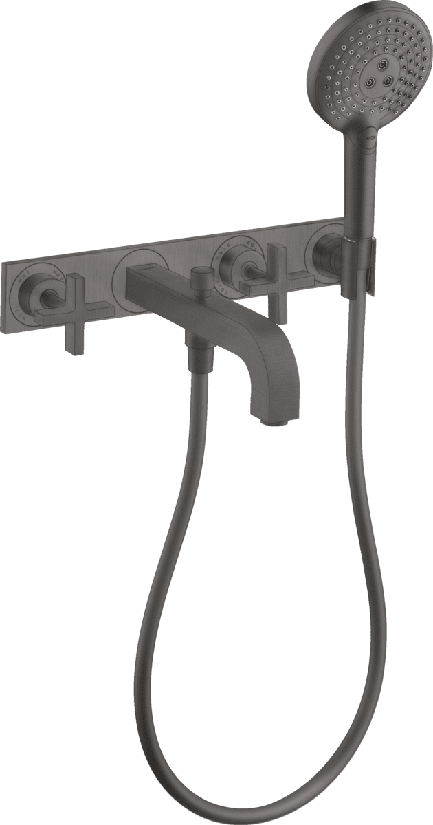 Picture of HANSGROHE AXOR Citterio 3-hole bath mixer for concealed installation wall-mounted with cross handles and plate #39441340 - Brushed Black Chrome