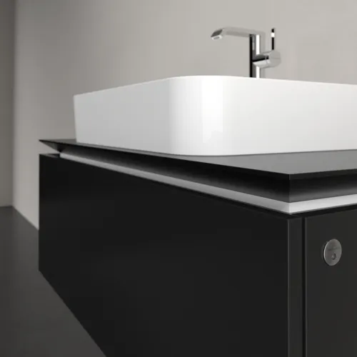 Bild von VILLEROY BOCH Legato Waschbeckenunterschrank, mit Beleuchtung, 1 Auszug, 1000 x 380 x 500 mm, Black Matt Lacquer / Black Matt Lacquer #B755L0PD