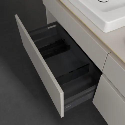 Bild von VILLEROY BOCH Legato Waschbeckenunterschrank, 4 Auszüge, 1600 x 550 x 500 mm, Soft Grey / Soft Grey #B69300VK