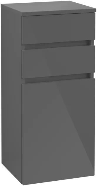 Bild von VILLEROY BOCH Legato Seitenschrank, 1 Tür, 2 Schubladen, 400 x 870 x 350 mm, Glossy Grey / Glossy Grey #B72801FP