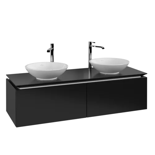 Bild von VILLEROY BOCH Legato Waschbeckenunterschrank, 2 Auszüge, 1400 x 380 x 500 mm, Black Matt Lacquer / Black Matt Lacquer #B59100PD